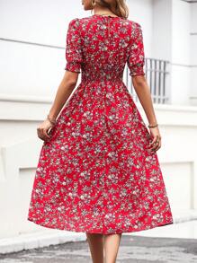 EMERY ROSE Floral Print Puff Sleeve Dress For New Year Clothes Maxi Women Outfit