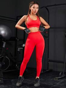 Crisscross Back Sports Set - Red - View 6