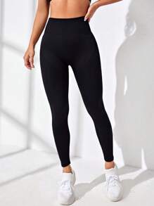 Easithlete Wide Waistband Sports Leggings Yoga Women Pants - Black - View 3