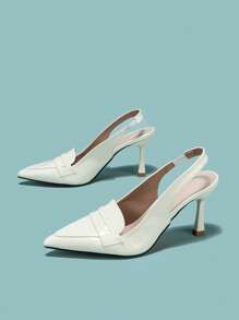 女士們簡約風尖頭高跟鞋 - 白色 - 查看 2