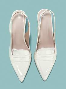 女士們簡約風尖頭高跟鞋 - 白色 - 查看 3