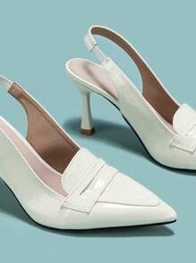 女士們簡約風尖頭高跟鞋 - 白色 - 查看 5