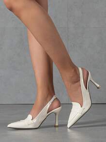 女士們簡約風尖頭高跟鞋 - 白色 - 查看 6