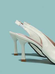 女士們簡約風尖頭高跟鞋 - 白色 - 查看 8