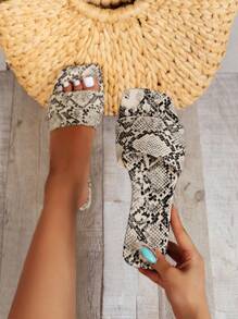 Hàng mới đến Mùa xuân/Mùa hè In rắn Chóp giầy mở ra Dép phẳng - Nhiều màu - Xem 2