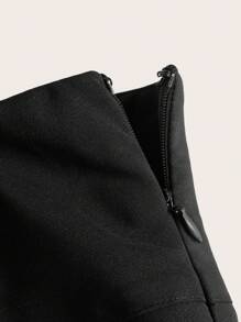 SHEIN ICON Hơn Chất rắn Chân Váy xếp ly - màu đen - Xem 4