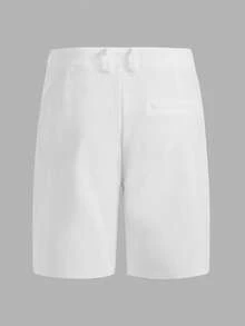 Manfinity NiteLyfe Quần Short Nam Nút Túi Dây kéo Lá thư Giải trí - trắng - Xem 2