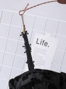 Tween Girl Floral Jacquard Cami Top - Black - View 3