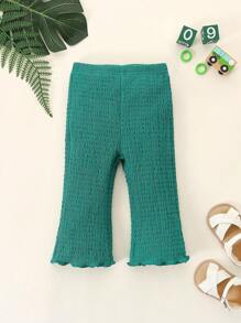 Baby Fashion Textured Frill Flare Leg Cropped Trousers - Green - View 1