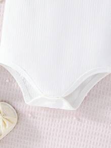 Đứa bé gái 3pcs Đồ đan Ribbed Áo liền quần dây treo - Nhiều màu - Xem 8