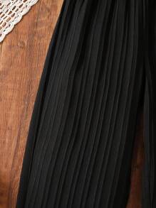 Sparklyn 女大童紙袋腰腰帶長褲 - 黑色 - 查看 4