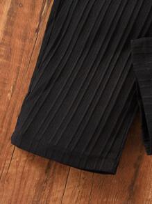 Sparklyn 女大童紙袋腰腰帶長褲 - 黑色 - 查看 5