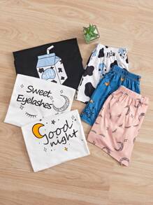 3sets Cartoon Graphic PJ Set / Pajama Set - Multicolor - View 4
