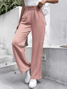 SHEIN Frenchy 紙袋腰直筒褲 - 藕粉色 - 查看 6