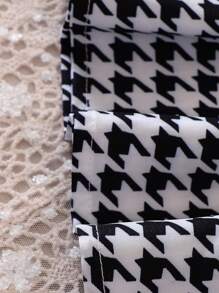 女嬰荷葉邊T恤&千鳥格印花半身裙 - 黑與白 - 查看 7