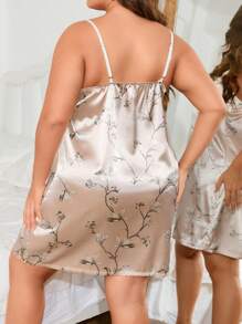 Hơn In hoa Váy ngủ hai dây - Màu be - Xem 2