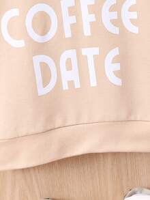 SHEIN Đứa bé gái Đồ họa Chữ cái Áo nỉ - trắng - Xem 5