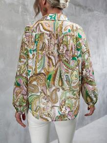 SHEIN Clasi 佩斯利印花前紐扣襯衫 - 彩色 - 查看 2