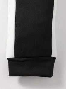 SHEIN 男小童拼接側邊接縫前打結長褲 - 黑色 - 查看 4