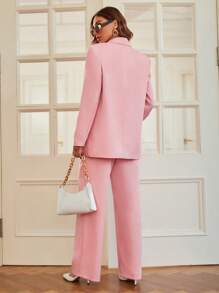 Aveloria Blazer chaleco unicolor & Blazer con hombrera & Pantalones de pierna ancha ropa de trabajo