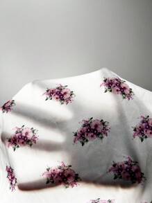 印花褶邊高衩吊帶睡裙 - 白色 - 查看 7