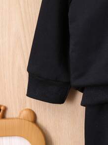 女嬰熊貼布連帽衫和運動褲 - 黑色 - 查看 5