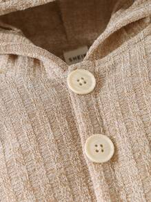 Baby Boy 3D Ear Design Button Front Hooded Jumpsuit