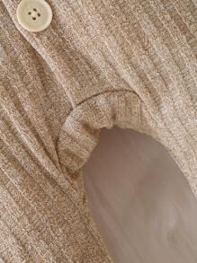 Baby Boy 3D Ear Design Button Front Hooded Jumpsuit