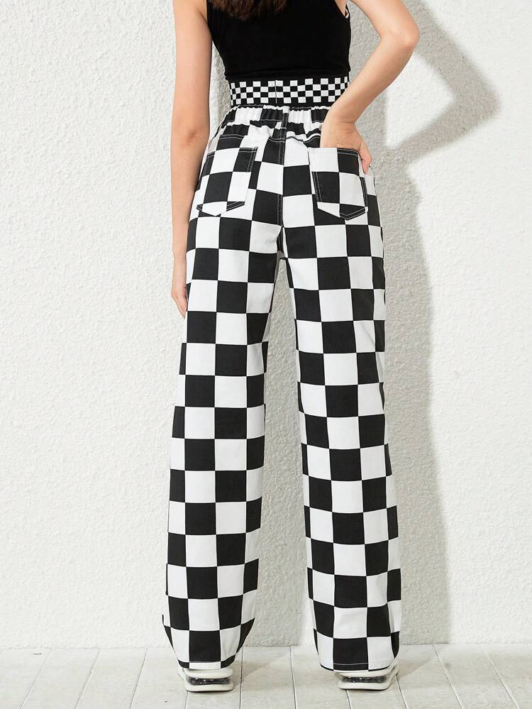 Teen Girl Checker Print Jeans