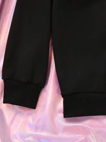 SHEIN Tween Girl 1pc Letter Graphic Pullover - Black - View 5