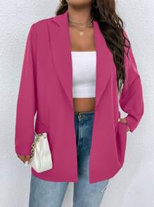 Calvaya Hơn Cổ áo Nút đơn Áo vest - Màu Hồng Tươi - Xem 4