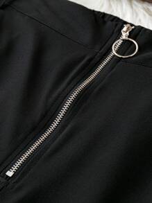 Calvaya Plus Guipure Lace Trim Zip Fly Shorts - Black - View 5