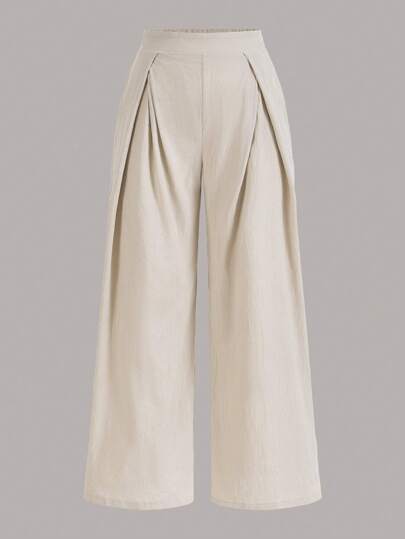 SHEIN EZwear Plus Solid Wide Leg Pants