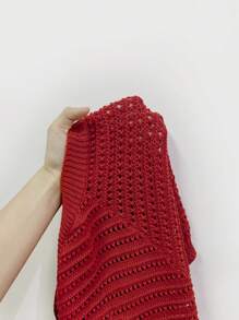 Chiquease Solid Open Front Crop Bolero Shrug Cardigan - Red - View 7