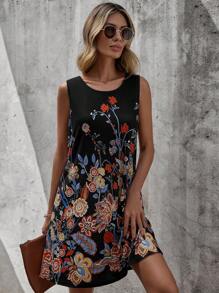 SHEIN LUNE Vestido tank con estampado floral - Multicolor - Ver 3