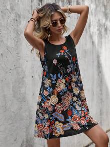 SHEIN LUNE Vestido tank con estampado floral - Multicolor - Ver 5