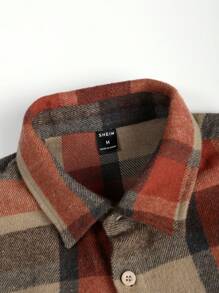 Manfinity Hypemode Men Plaid Print Flap Pocket Overcoat Without Tee - Multicolor - View 3