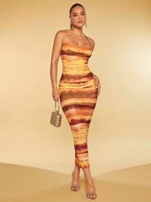 SHEIN BAE Nhuộm buộc Váy Cami Bodycon - Nhiều màu - Xem 1