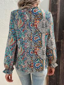 EMERY ROSE Paisley Print Flounce Sleeve Blouse - Multicolor - View 2