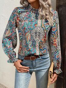 EMERY ROSE Paisley Print Flounce Sleeve Blouse - Multicolor - View 3
