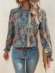 EMERY ROSE Paisley Print Flounce Sleeve Blouse - Multicolor - View 4