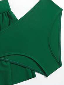 Bộ Bikini Tween Girl Criss Cross Với Váy Đi Biển Bãi Biển Mùa Hè - xanh quân đội - Xem 5