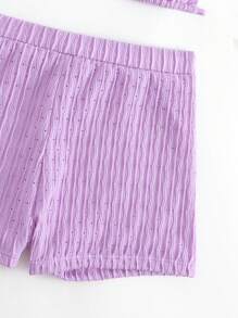 SHEIN Swim Summer Beach Plain Halter Triangle Bikini Set - Purple - View 7