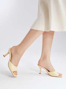 MOTF PREMIUM Xăng-đan cao gót quai đơn cho nữ, Xăng-đan mule ngoài trời thanh lịch - Màu vàng - Xem 6