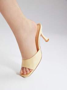 MOTF PREMIUM Xăng-đan cao gót quai đơn cho nữ, Xăng-đan mule ngoài trời thanh lịch - Màu vàng - Xem 5