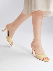 MOTF PREMIUM Xăng-đan cao gót quai đơn cho nữ, Xăng-đan mule ngoài trời thanh lịch - Màu vàng - Xem 2