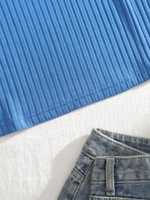 SHEIN EZwear Plus Coconut Tree & Slogan Graphic Tank Top - Blue - View 5