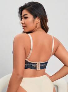 大尺碼女士蕾絲無線胸罩 - 水鴨藍 - 查看 2