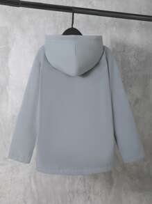 SHEIN 男大童雙色補丁細節加絨內裏連帽夾克