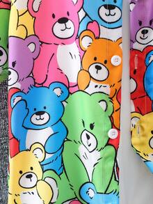 SHEIN Cô gái Tween Đồ họa Hoạt hình Áo sơ mi & Quần short - Nhiều màu - Xem 5